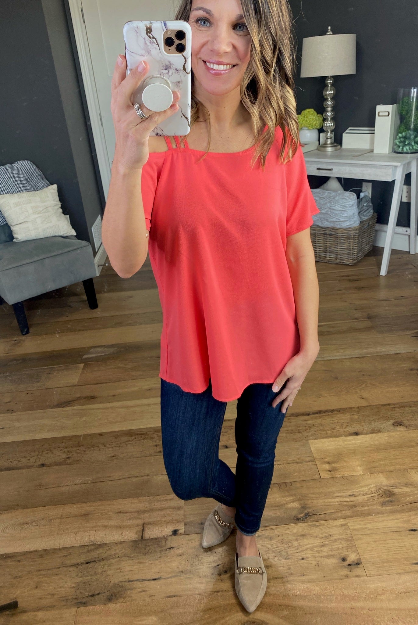 Since Then Top with Caged Cold Shoulder - Multiple Options-Short Sleeves-staccato 18296-Anna Kaytes Boutique, Women's Fashion Boutique in Grinnell, Iowa