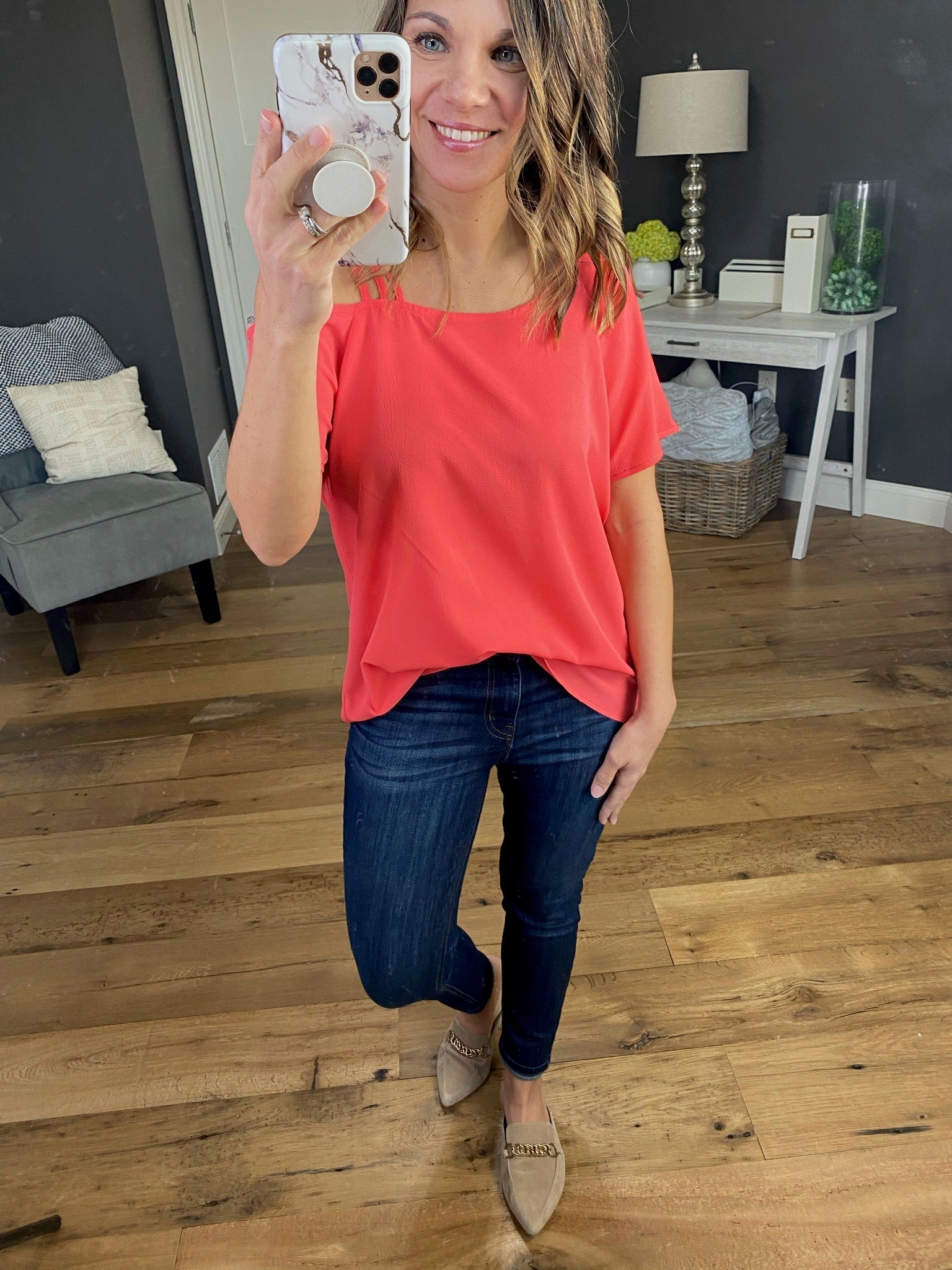 Since Then Top with Caged Cold Shoulder - Multiple Options-Short Sleeves-staccato 18296-Anna Kaytes Boutique, Women's Fashion Boutique in Grinnell, Iowa