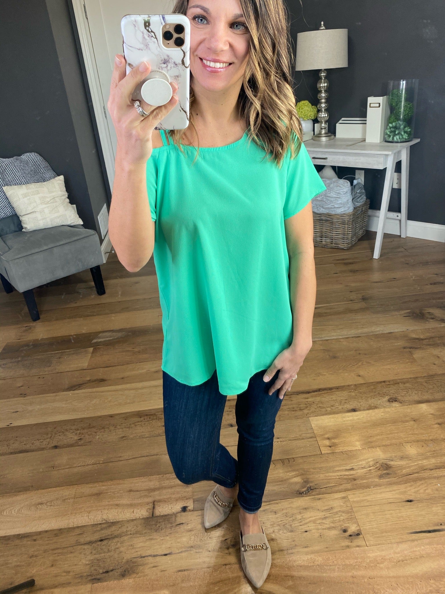 Since Then Top with Caged Cold Shoulder - Multiple Options-Short Sleeves-staccato 18296-Anna Kaytes Boutique, Women's Fashion Boutique in Grinnell, Iowa