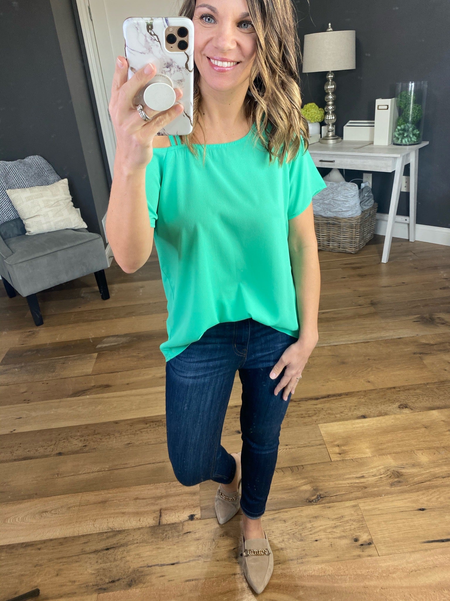 Since Then Top with Caged Cold Shoulder - Multiple Options-Short Sleeves-staccato 18296-Anna Kaytes Boutique, Women's Fashion Boutique in Grinnell, Iowa
