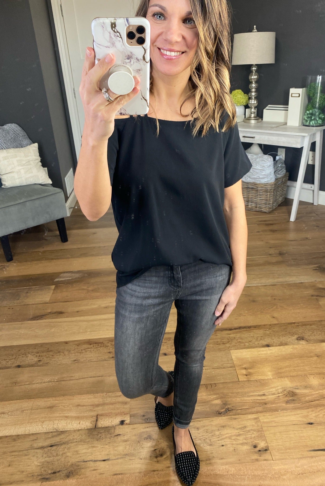 Since Then Top with Caged Cold Shoulder - Multiple Options-Short Sleeves-staccato 18296-Anna Kaytes Boutique, Women's Fashion Boutique in Grinnell, Iowa