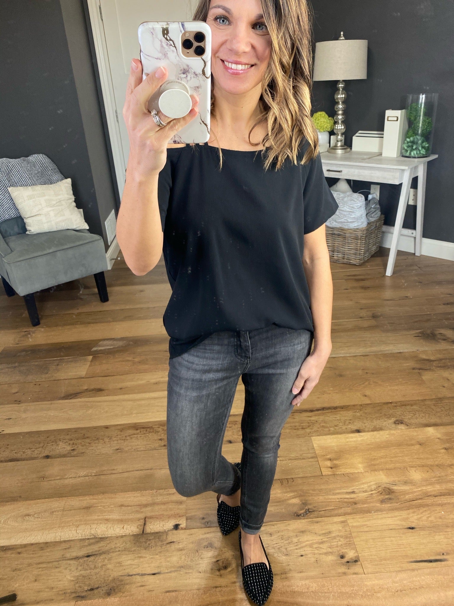Since Then Top with Caged Cold Shoulder - Multiple Options-Short Sleeves-staccato 18296-Anna Kaytes Boutique, Women's Fashion Boutique in Grinnell, Iowa