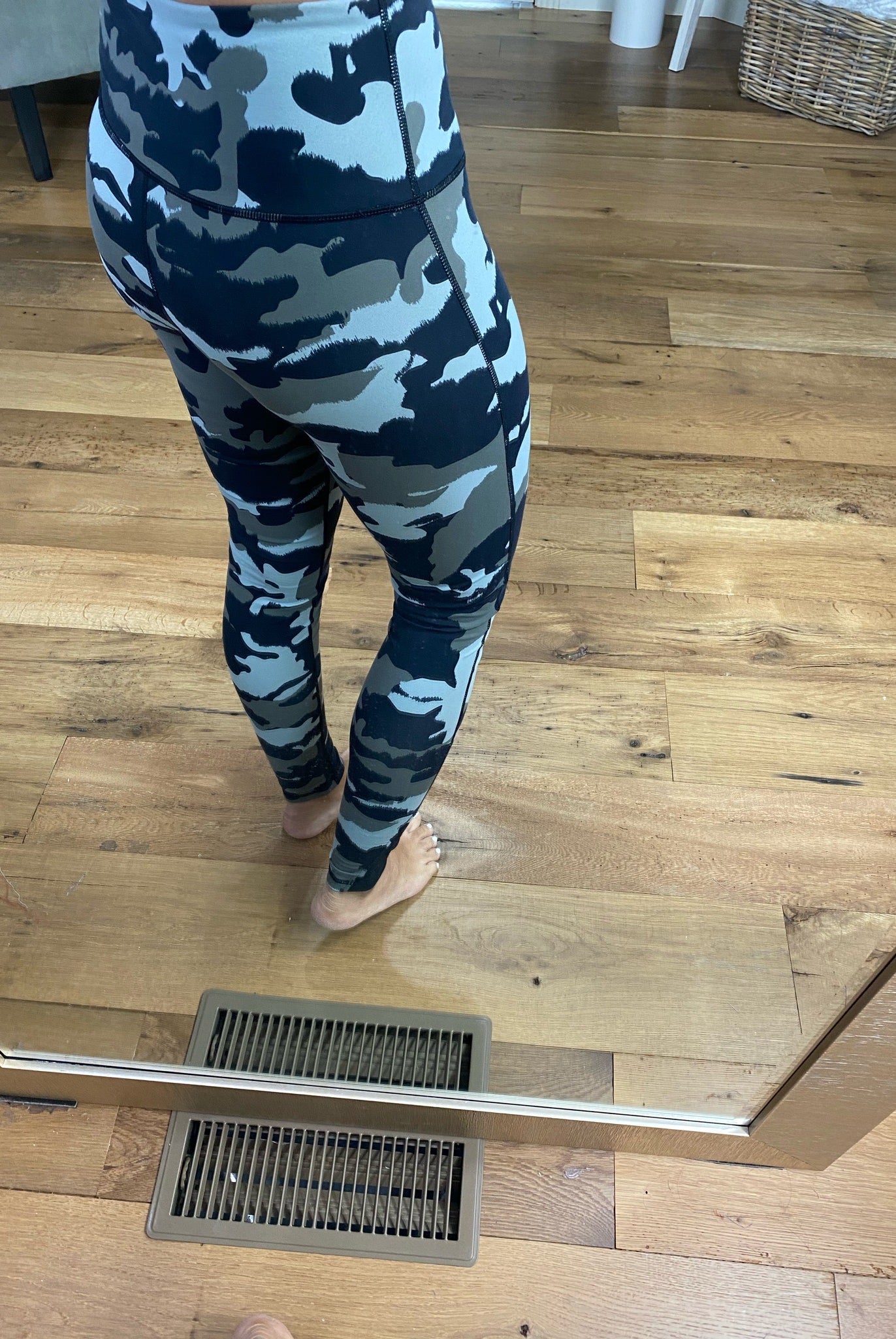 Get On The Road Grey Camo High Waisted Leggings with Mesh Ankle Detail-Leggings-Mono B-Anna Kaytes Boutique, Women's Fashion Boutique in Grinnell, Iowa