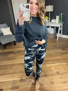 Get On The Road Grey Camo High Waisted Leggings with Mesh Ankle Detail-Leggings-Mono B-Anna Kaytes Boutique, Women's Fashion Boutique in Grinnell, Iowa