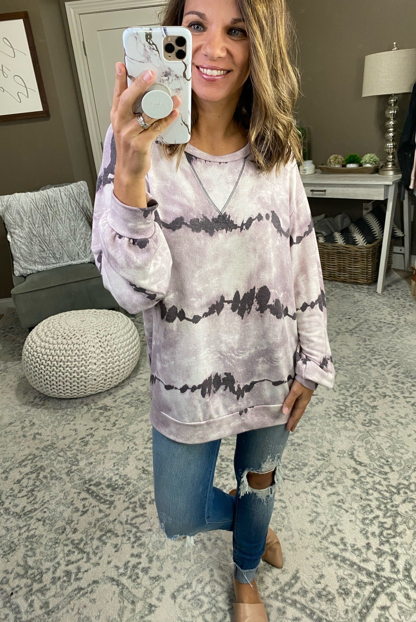 Perfect Timing Tie Dye Crew - Multiple Options-Long Sleeves-bibi bt1875-04-Anna Kaytes Boutique, Women's Fashion Boutique in Grinnell, Iowa