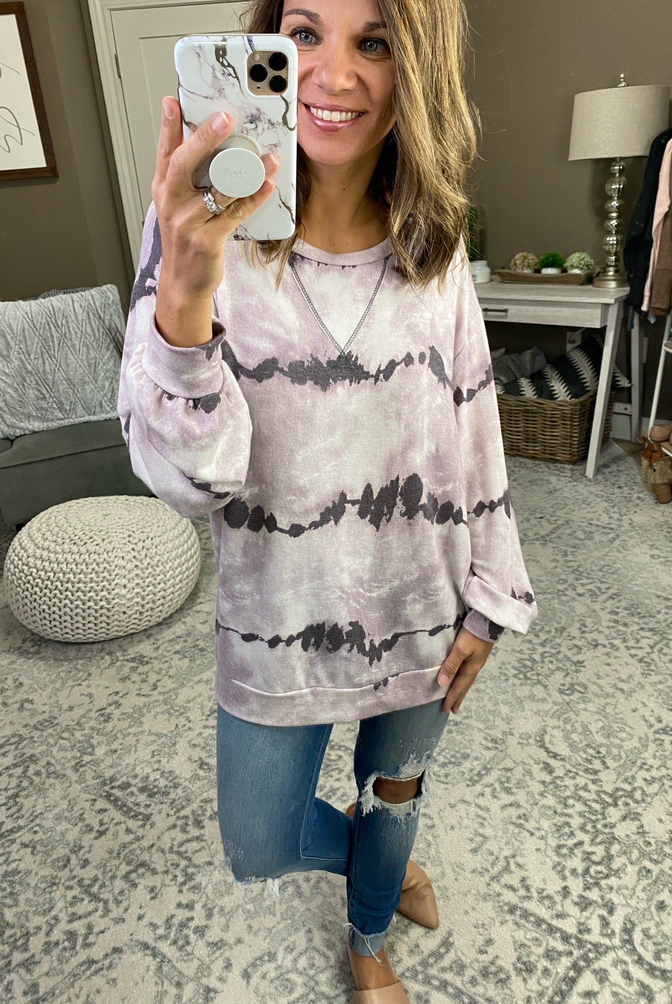 Perfect Timing Tie Dye Crew - Multiple Options-Long Sleeves-bibi bt1875-04-Anna Kaytes Boutique, Women's Fashion Boutique in Grinnell, Iowa