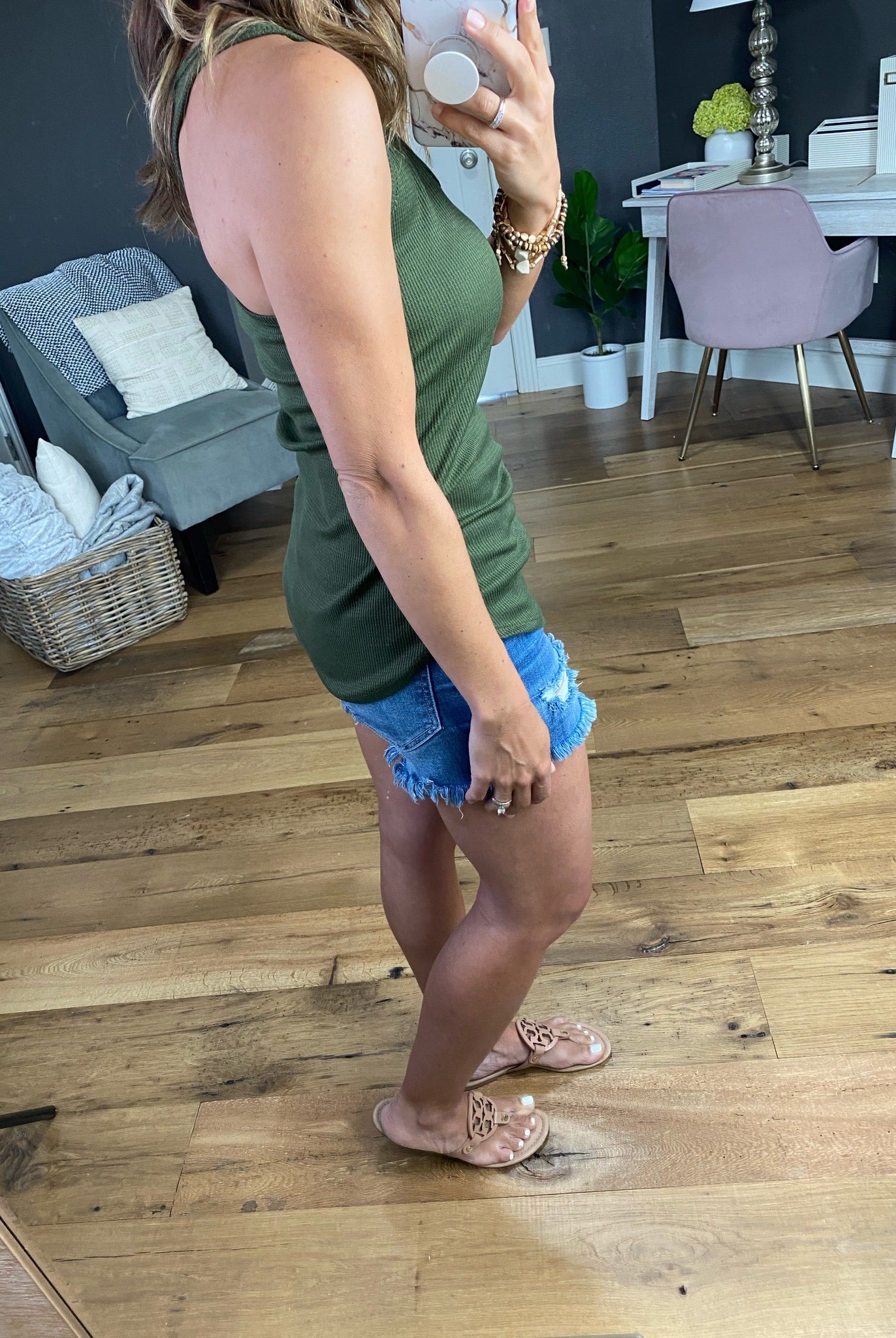 What If I'm Right Waffle Racerback Tank with Faux Buttons-Multiple Options-Sleeveless-7th Ray T-3977-Anna Kaytes Boutique, Women's Fashion Boutique in Grinnell, Iowa