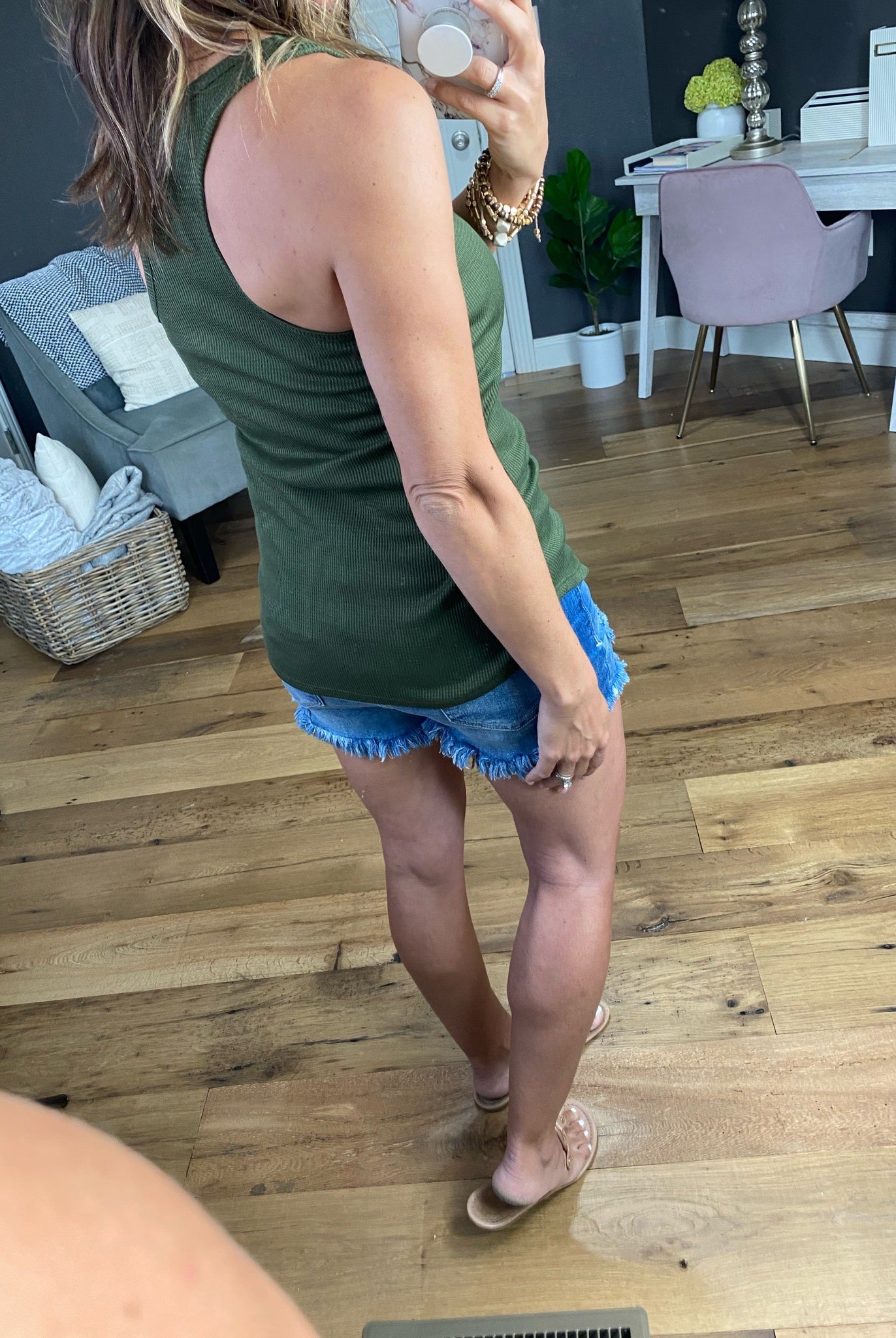 What If I'm Right Waffle Racerback Tank with Faux Buttons-Multiple Options-Sleeveless-7th Ray T-3977-Anna Kaytes Boutique, Women's Fashion Boutique in Grinnell, Iowa