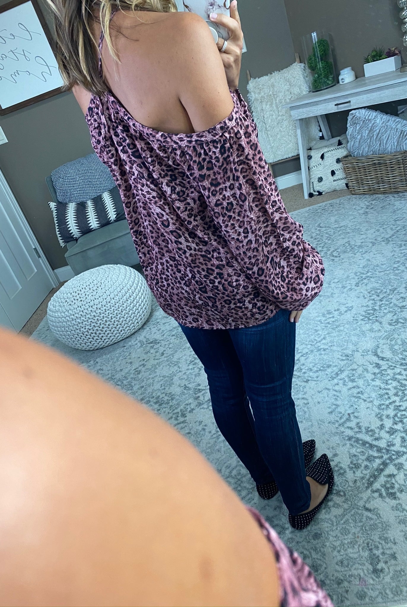 Pretty Heart of Mine Mauve Leopard Print Halter Off Shoulder Blouse-Long Sleeves-EESome TK4214-Anna Kaytes Boutique, Women's Fashion Boutique in Grinnell, Iowa