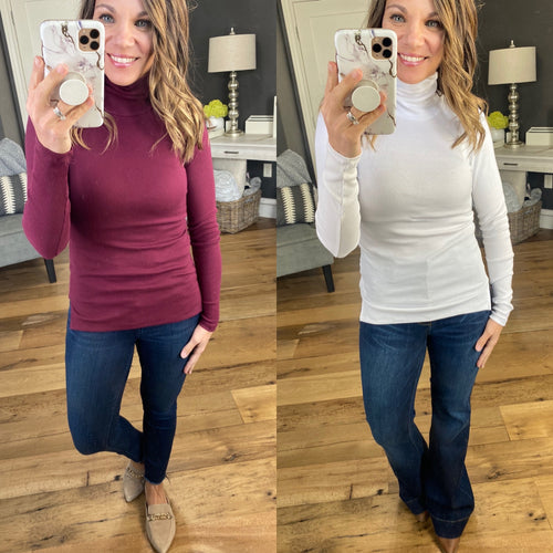 Made For You Ribbed Turtleneck Long Sleeve- Multiple Options-Long Sleeves-La Miel HTV0487-K6-Anna Kaytes Boutique, Women's Fashion Boutique in Grinnell, Iowa