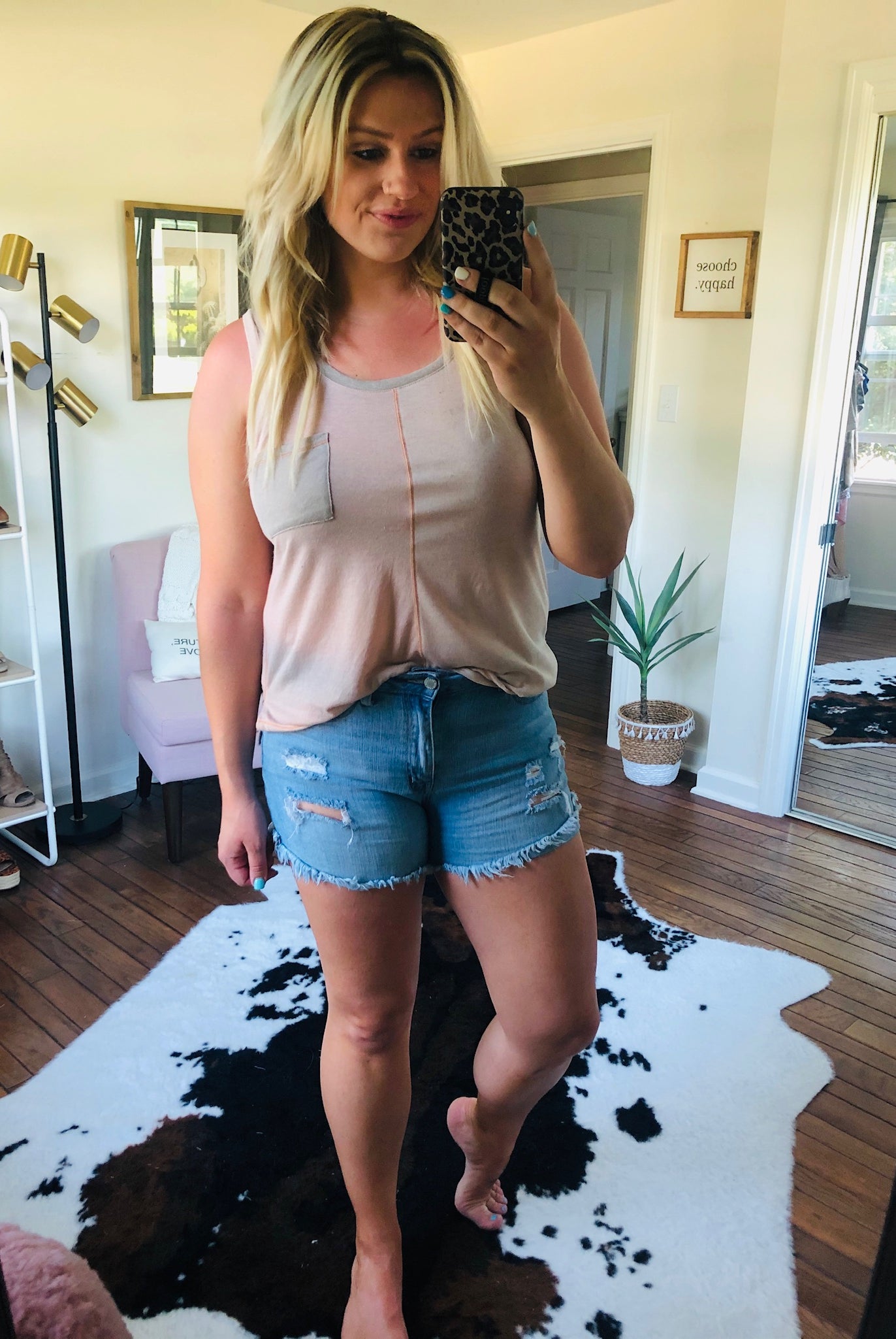 All For Love Almond and Taupe Split Tank with Front Pocket-Sleeveless-Hem & Thread 18038-Anna Kaytes Boutique, Women's Fashion Boutique in Grinnell, Iowa