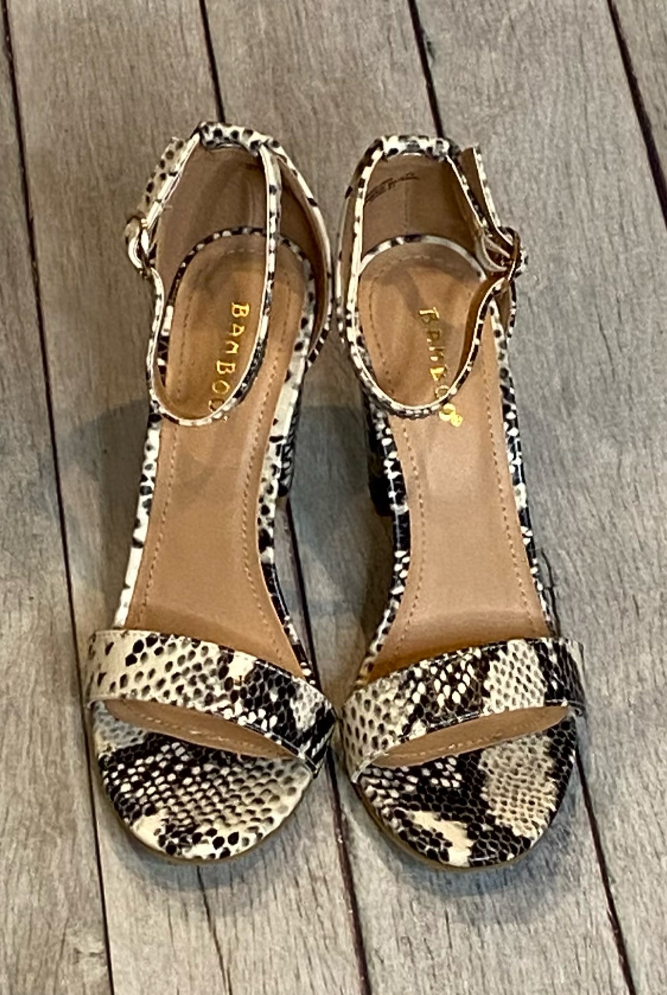 Snake Alley Snakeprint Two Strap Heel-Heels-bamboo Rampage-04S-Anna Kaytes Boutique, Women's Fashion Boutique in Grinnell, Iowa