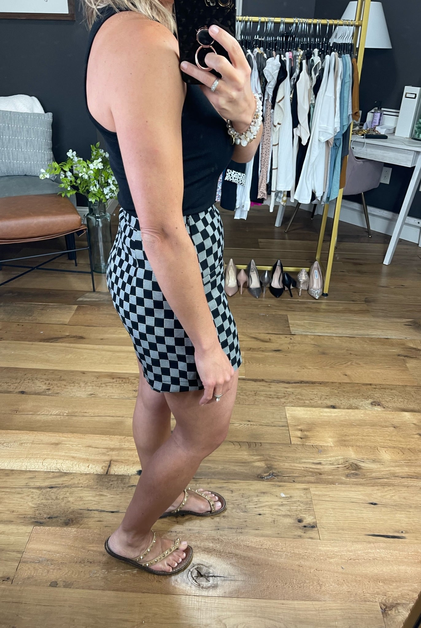 Waited For Damier High-Waisted Short - Multiple Options-Shorts-Glam GP4045-Anna Kaytes Boutique, Women's Fashion Boutique in Grinnell, Iowa