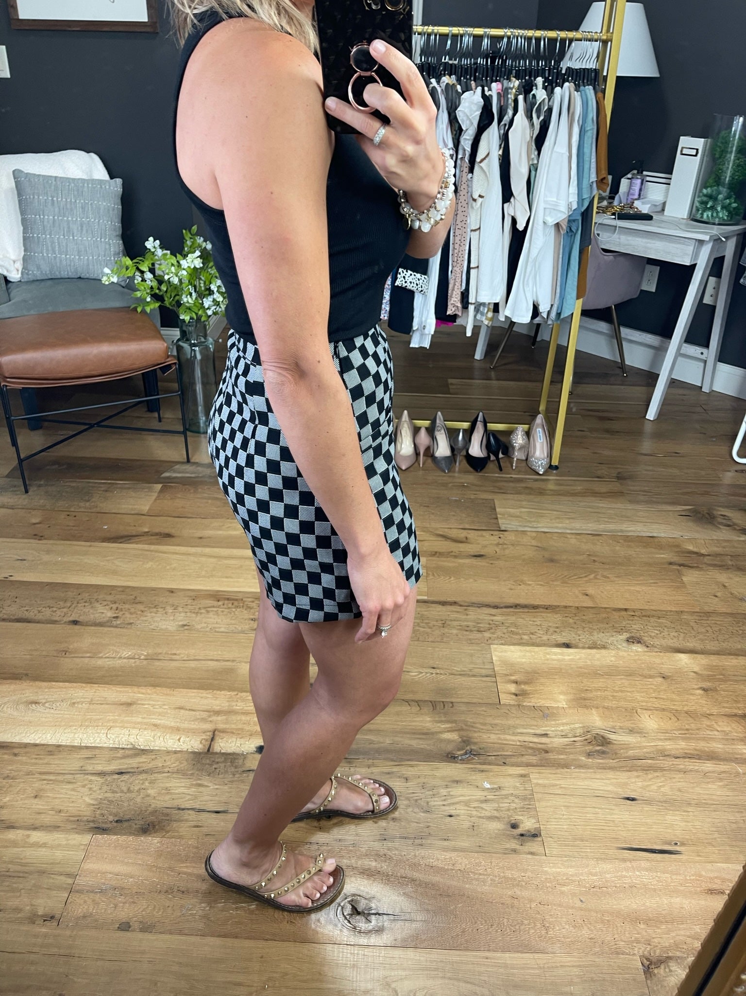 Waited For Damier High-Waisted Short - Multiple Options-Shorts-Glam GP4045-Anna Kaytes Boutique, Women's Fashion Boutique in Grinnell, Iowa