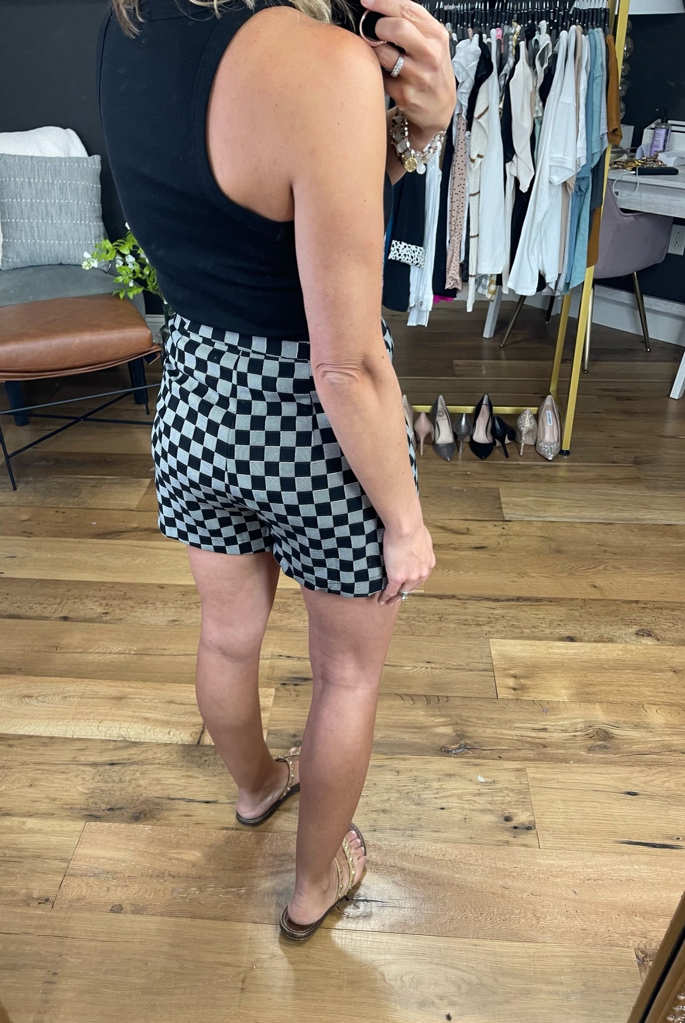 Waited For Damier High-Waisted Short - Multiple Options-Shorts-Glam GP4045-Anna Kaytes Boutique, Women's Fashion Boutique in Grinnell, Iowa