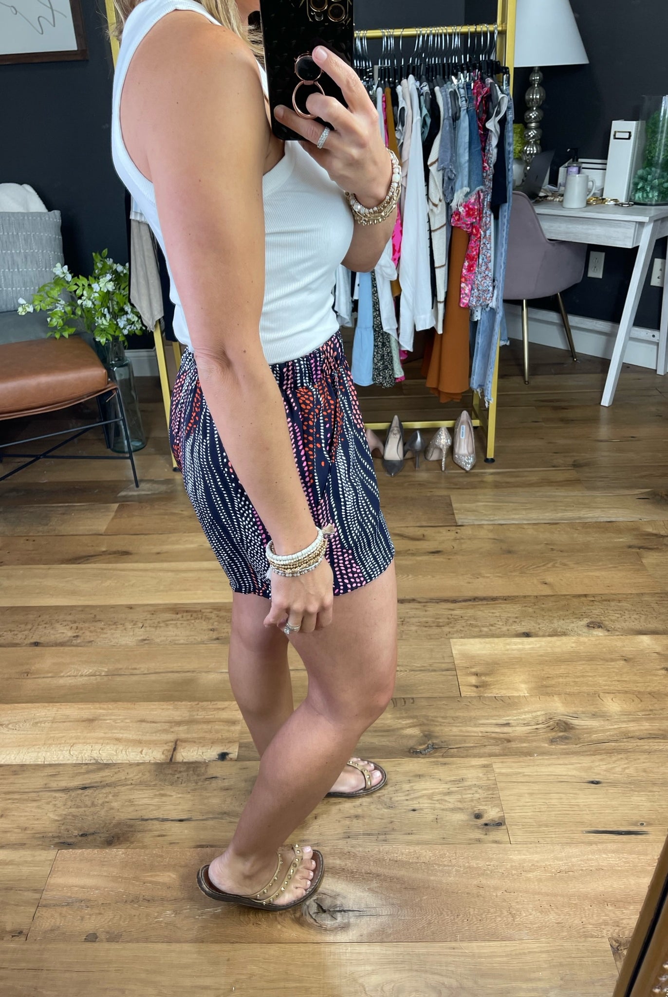 Breaking Traditions Pocket Short - Navy Combo-Shorts-Tyche P-6500-Anna Kaytes Boutique, Women's Fashion Boutique in Grinnell, Iowa