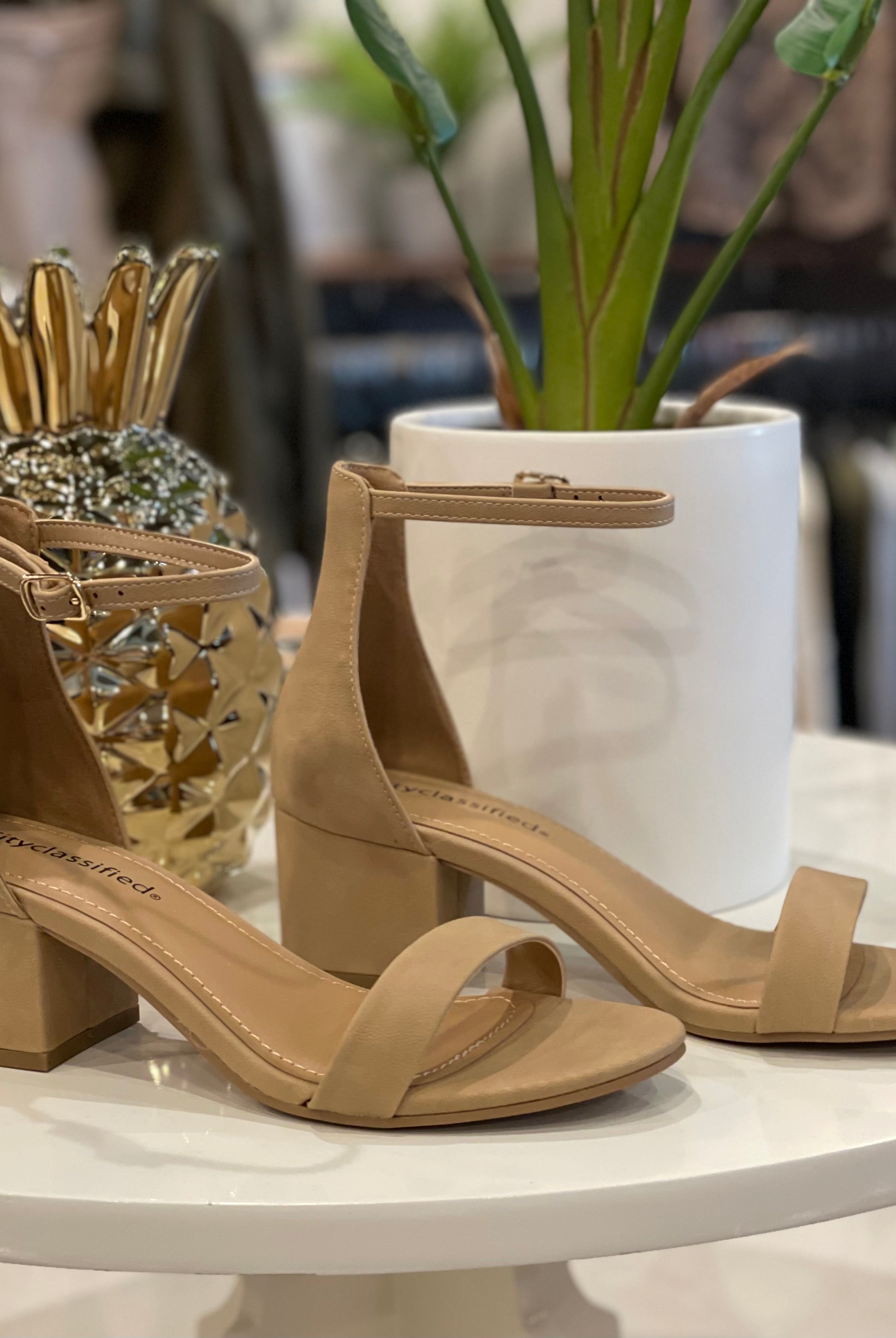 It's The Weekend Ankle Strap Heeled Sandal- Natural-Sandals-City Classified- Weekend-S-Anna Kaytes Boutique, Women's Fashion Boutique in Grinnell, Iowa