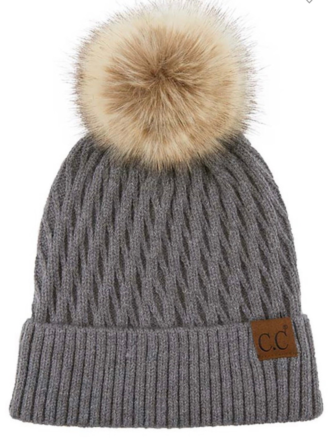 Honey Comb Pom Beanie- Multiple Options-Beanies-Hana- 2079-Anna Kaytes Boutique, Women's Fashion Boutique in Grinnell, Iowa