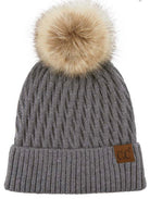 Honey Comb Pom Beanie- Multiple Options-Beanies-Hana- 2079-Anna Kaytes Boutique, Women's Fashion Boutique in Grinnell, Iowa