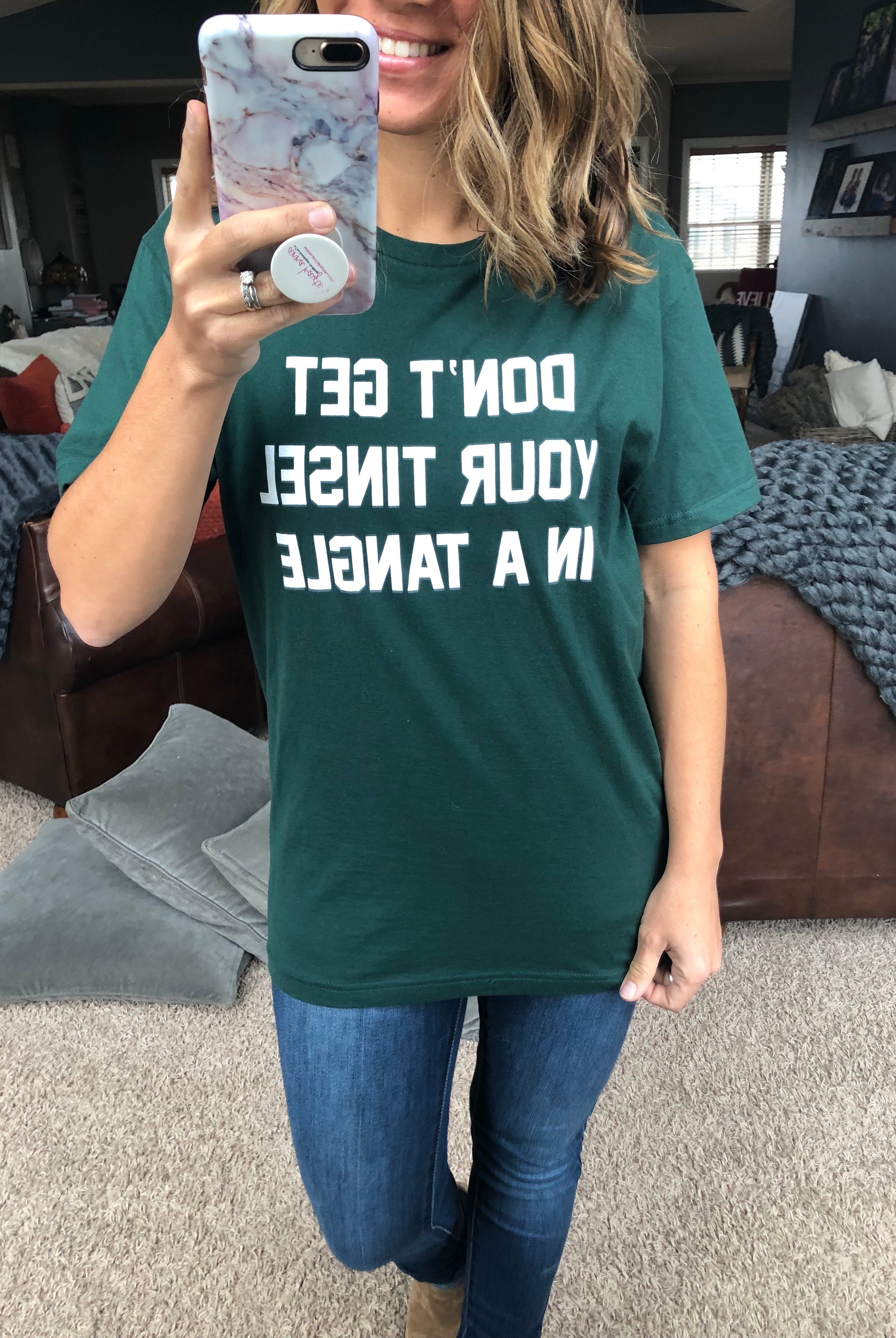 Don't Get Your Tinsel In A Tangle Graphic Holiday Tee-Graphic Tees-Anna Kaytes Boutique-Anna Kaytes Boutique, Women's Fashion Boutique in Grinnell, Iowa