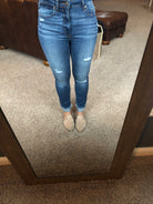 Be Like Bella Medium Wash High Rise Skinny Jean w/ Raw Edges-Jeans-Eunina-Anna Kaytes Boutique, Women's Fashion Boutique in Grinnell, Iowa