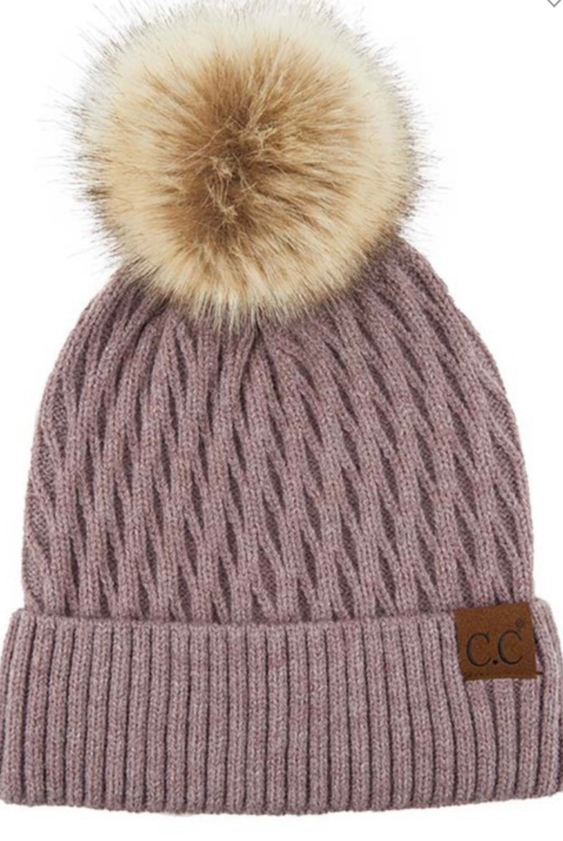 Honey Comb Pom Beanie- Multiple Options-Beanies-Hana- 2079-Anna Kaytes Boutique, Women's Fashion Boutique in Grinnell, Iowa