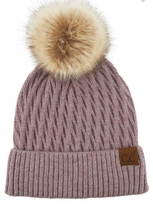 Honey Comb Pom Beanie- Multiple Options-Hana- 2079-Anna Kaytes Boutique, Women's Fashion Boutique in Grinnell, Iowa