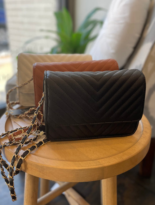 Nya Stitched Faux Leather Shoulder Bag & Wallet- Multiple Options-Handbags-Anna Kaytes Boutique-Anna Kaytes Boutique, Women's Fashion Boutique in Grinnell, Iowa