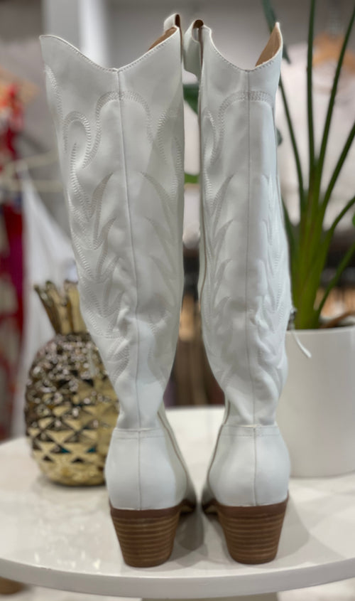 Nelly Western Boots- White