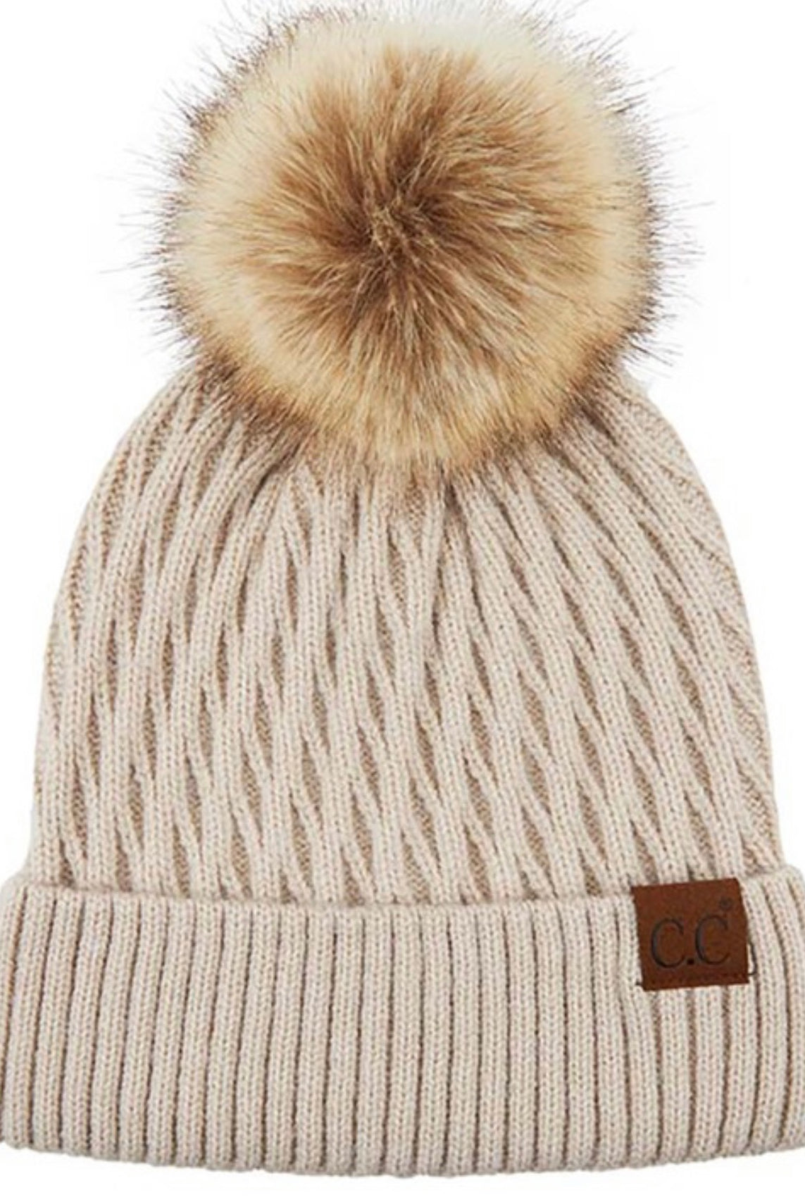 Honey Comb Pom Beanie- Multiple Options-Beanies-Hana- 2079-Anna Kaytes Boutique, Women's Fashion Boutique in Grinnell, Iowa