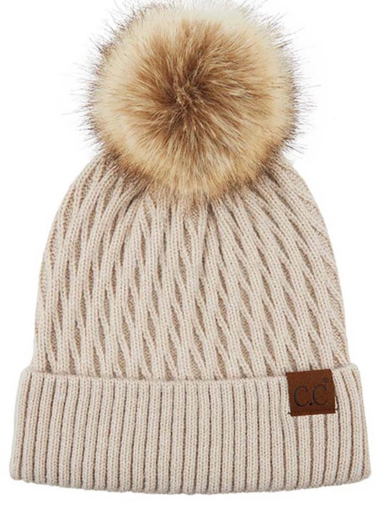 Honey Comb Pom Beanie- Multiple Options-Beanies-Hana- 2079-Anna Kaytes Boutique, Women's Fashion Boutique in Grinnell, Iowa