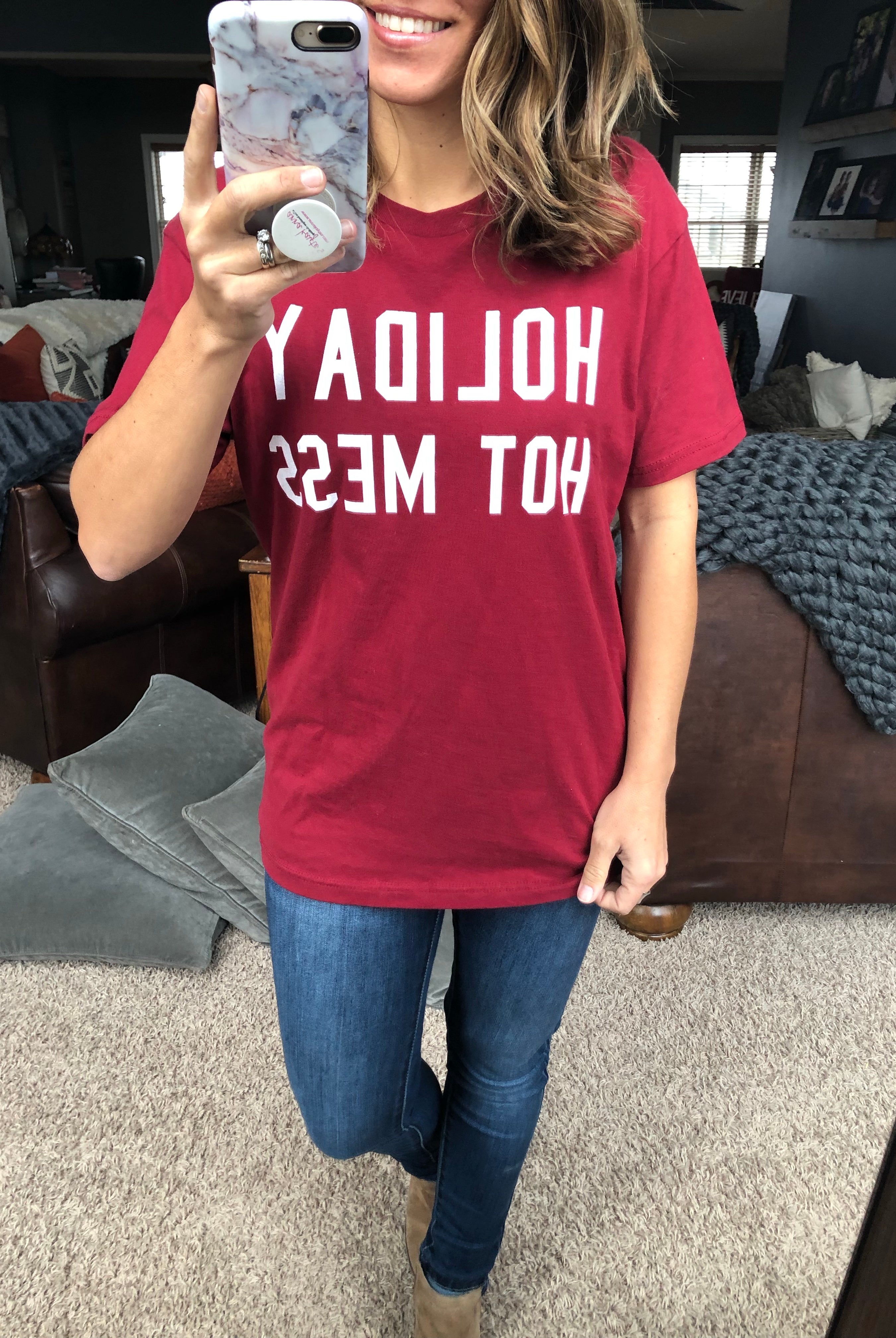 Holiday Hot Mess Graphic Tee-Graphic Tees-Anna Kaytes Boutique-Anna Kaytes Boutique, Women's Fashion Boutique in Grinnell, Iowa