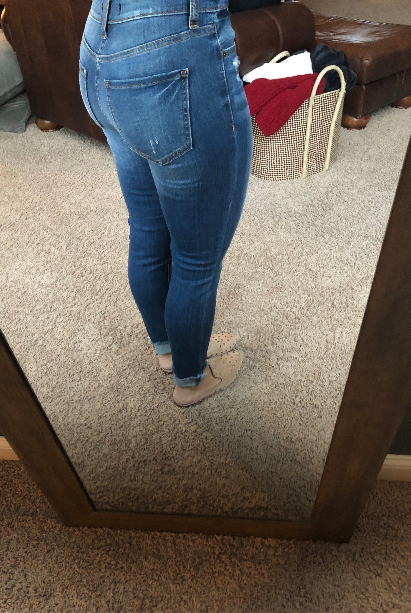 Be Like Bella Medium Wash High Rise Skinny Jean w/ Raw Edges-Jeans-Eunina-Anna Kaytes Boutique, Women's Fashion Boutique in Grinnell, Iowa