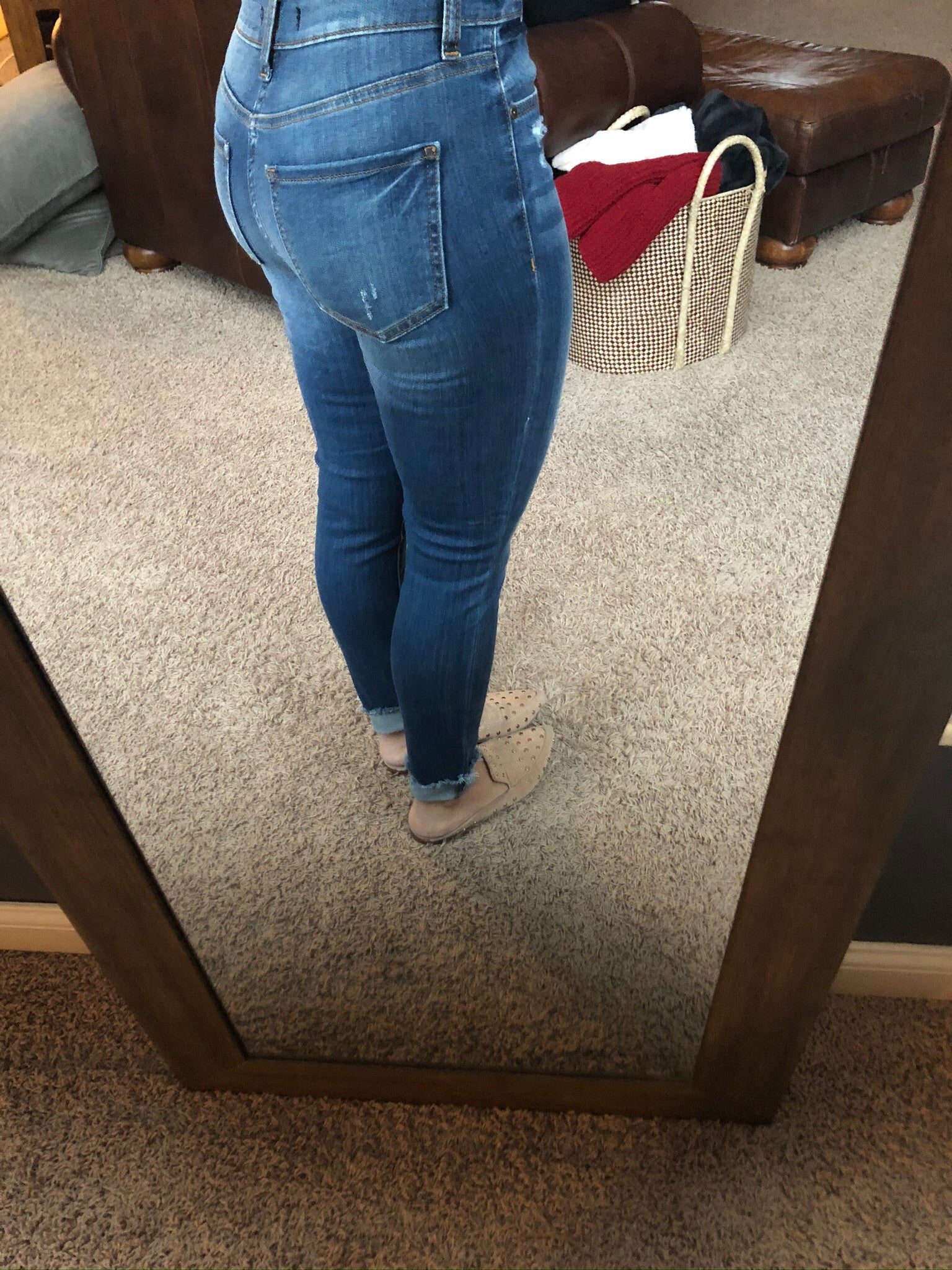 Be Like Bella Medium Wash High Rise Skinny Jean w/ Raw Edges-Jeans-Eunina-Anna Kaytes Boutique, Women's Fashion Boutique in Grinnell, Iowa