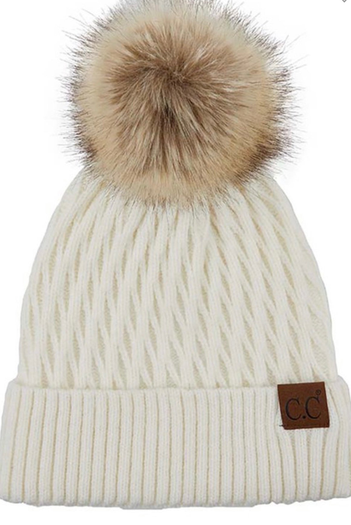 Honey Comb Pom Beanie- Multiple Options-Beanies-Hana- 2079-Anna Kaytes Boutique, Women's Fashion Boutique in Grinnell, Iowa