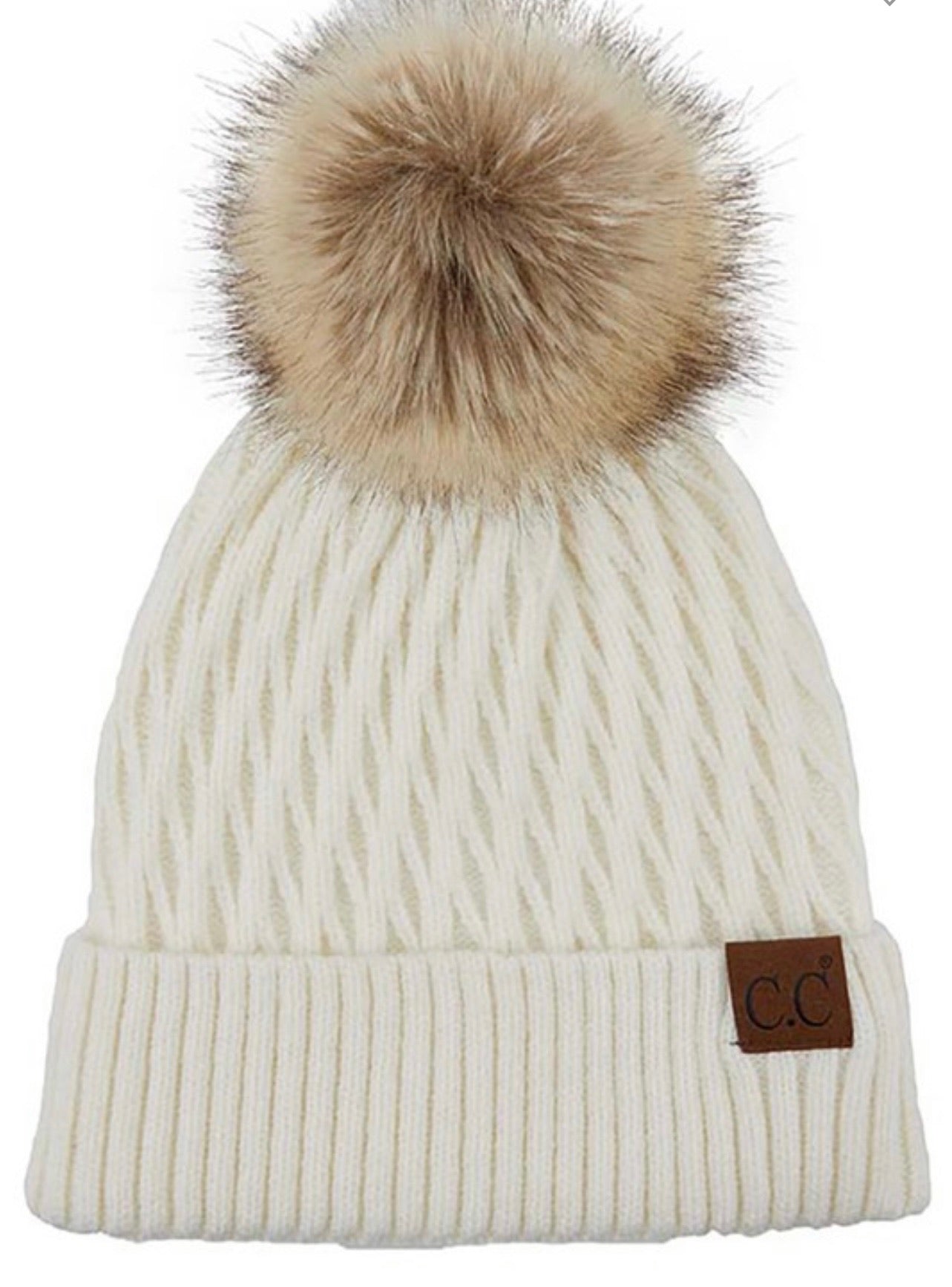 Honey Comb Pom Beanie- Multiple Options-Beanies-Hana- 2079-Anna Kaytes Boutique, Women's Fashion Boutique in Grinnell, Iowa