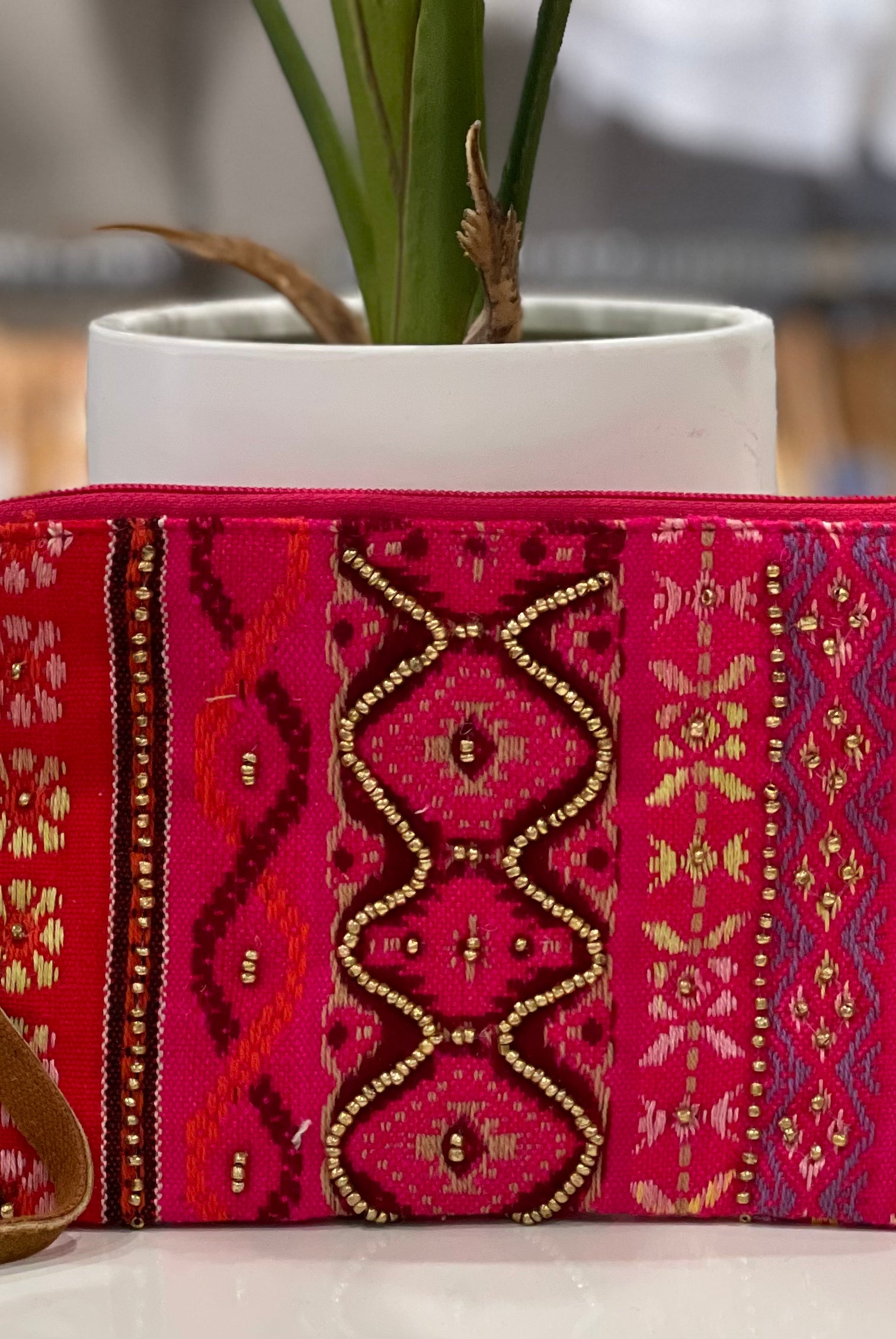 Baya Handmade Patterned Clutch- Fuschia Multi-Clutch-Urbanista- 60B3086-Anna Kaytes Boutique, Women's Fashion Boutique in Grinnell, Iowa