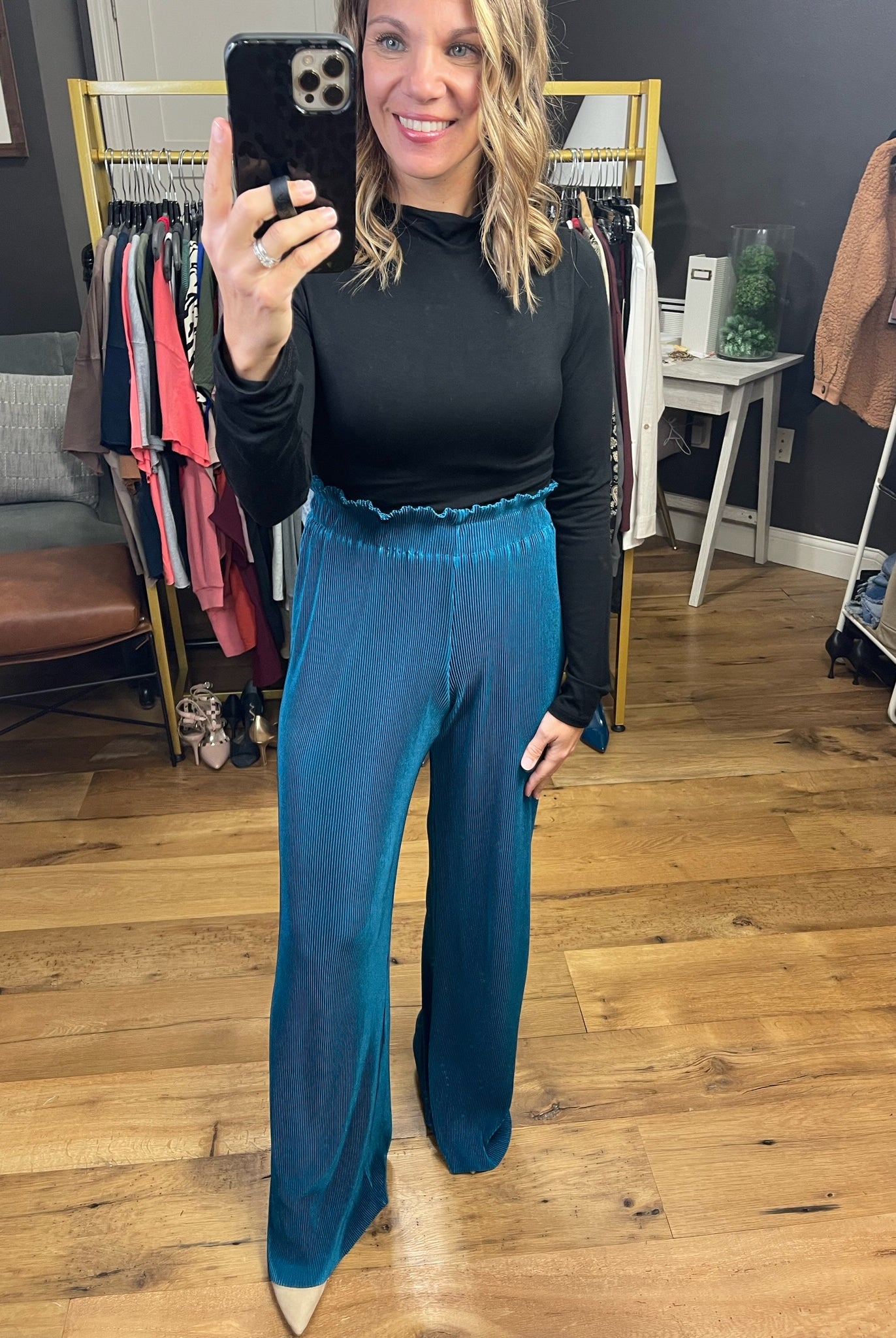 Modern Day Corded Pant - Teal-Pants-Fate FP7483-Anna Kaytes Boutique, Women's Fashion Boutique in Grinnell, Iowa