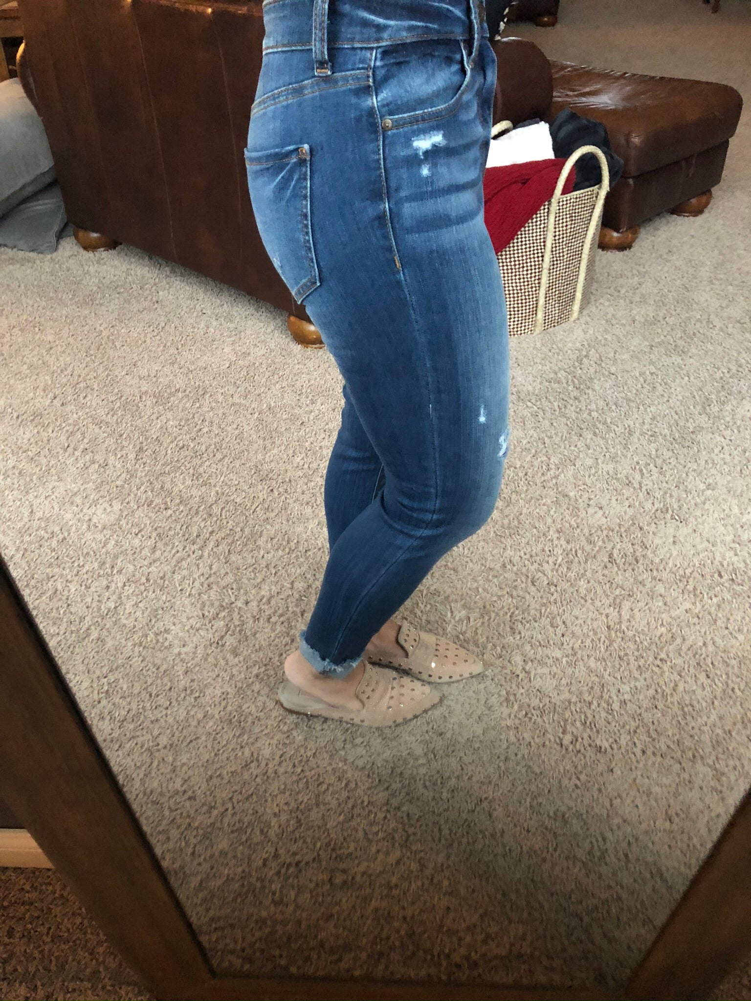 Be Like Bella Medium Wash High Rise Skinny Jean w/ Raw Edges-Jeans-Eunina-Anna Kaytes Boutique, Women's Fashion Boutique in Grinnell, Iowa