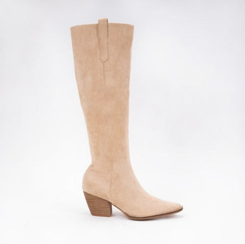 Faux Suede Knee High Boots- Taupe-boots-Ccocci - Birkin-Anna Kaytes Boutique, Women's Fashion Boutique in Grinnell, Iowa