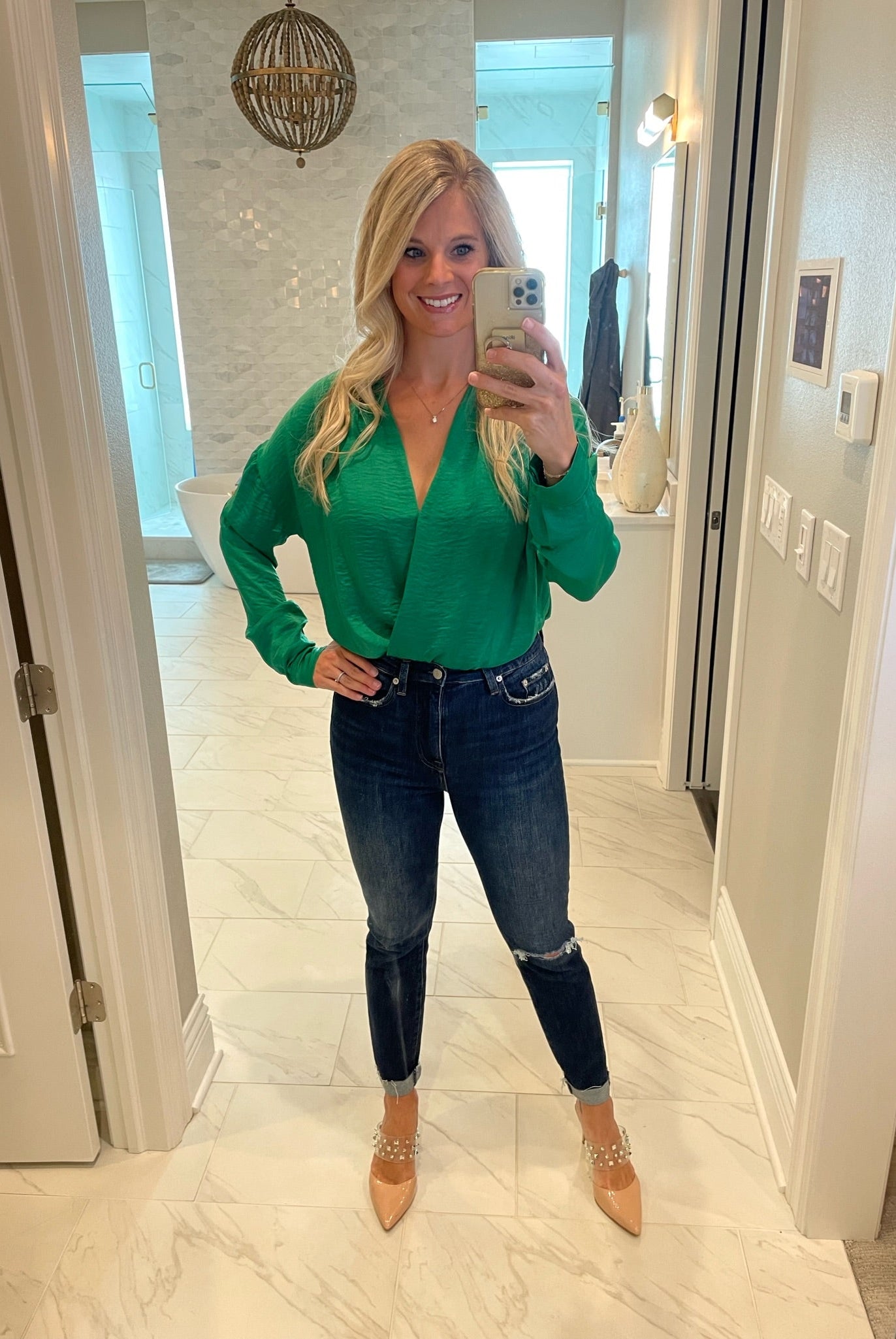 On Days End Faux Wrap Longsleeve Bodysuit - Multiple Options-Bodysuits-Glam GT4636-Anna Kaytes Boutique, Women's Fashion Boutique in Grinnell, Iowa