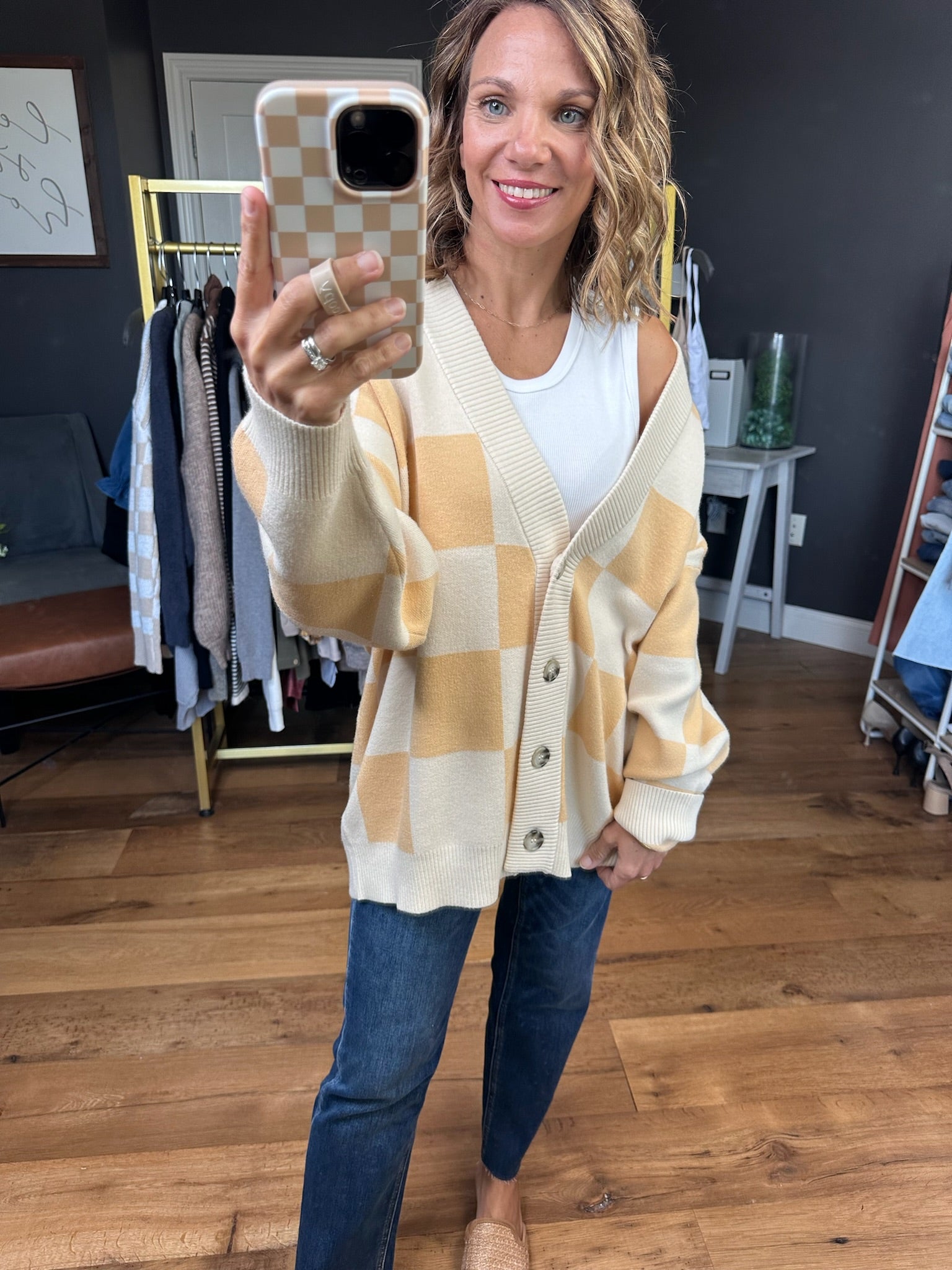 Be There For You Checkered Cardigan-By Together-Anna Kaytes Boutique, Women's Fashion Boutique in Grinnell, Iowa