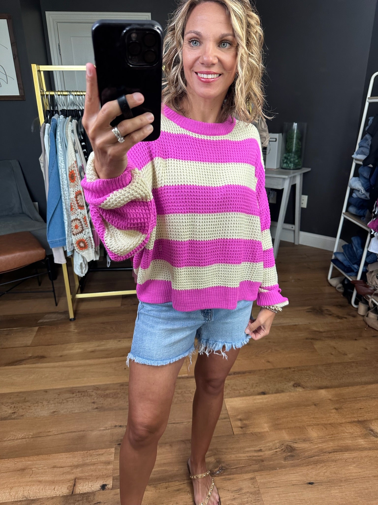 Set the Record Striped Boxy Knit Sweater - Multiple Options-La Miel-Anna Kaytes Boutique, Women's Fashion Boutique in Grinnell, Iowa