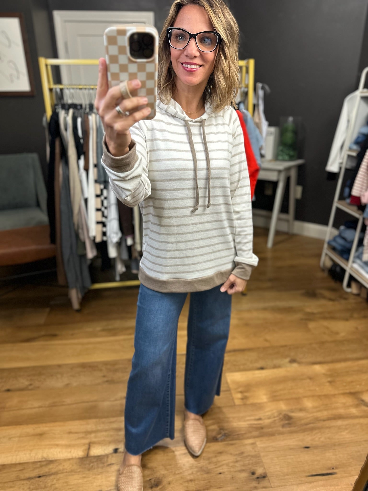 Start It Right Striped Hoodie - Taupe-Staccato-Anna Kaytes Boutique, Women's Fashion Boutique in Grinnell, Iowa