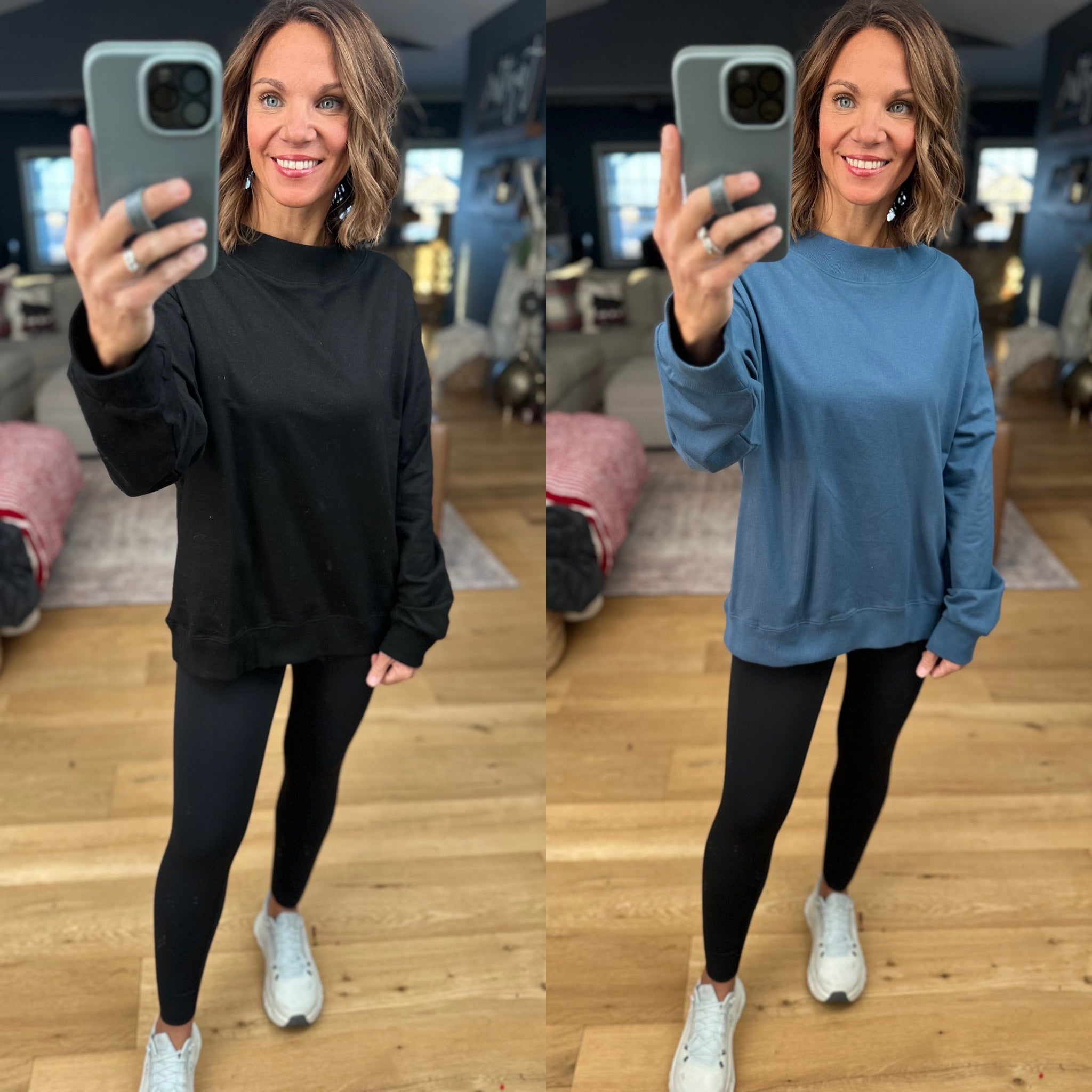 Bet On You Mock Crew Top-Sweaters-Day & Moon-Anna Kaytes Boutique, Women's Fashion Boutique in Grinnell, Iowa