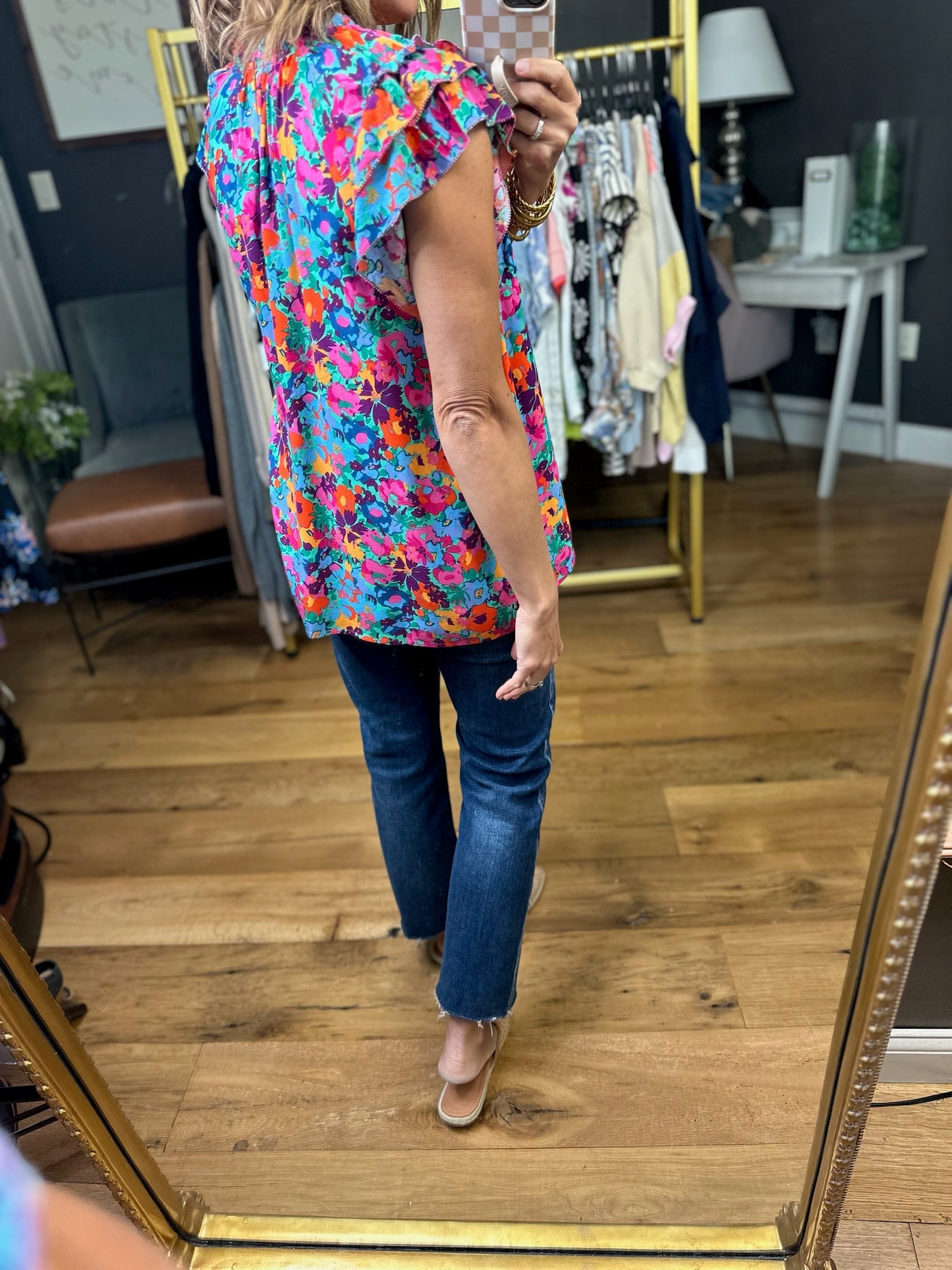 Flowers Bloom Floral Top - Hot Pink-Eesome-Anna Kaytes Boutique, Women's Fashion Boutique in Grinnell, Iowa