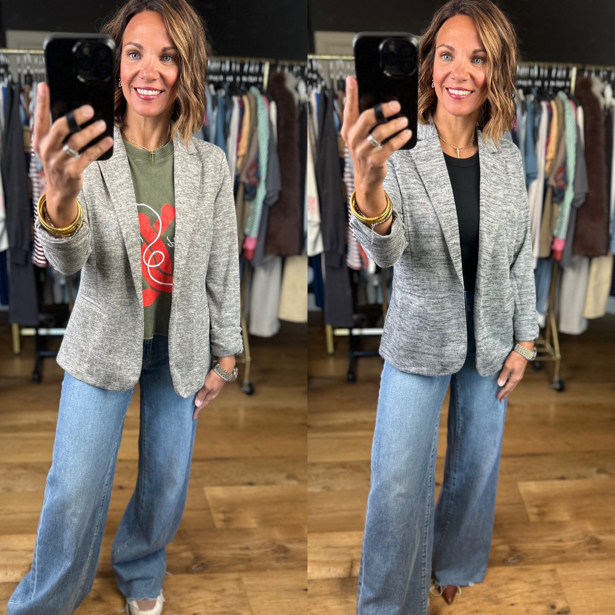 Back In Business Heathered Blazer-Jackets-Doe & Rae-Anna Kaytes Boutique, Women's Fashion Boutique in Grinnell, Iowa