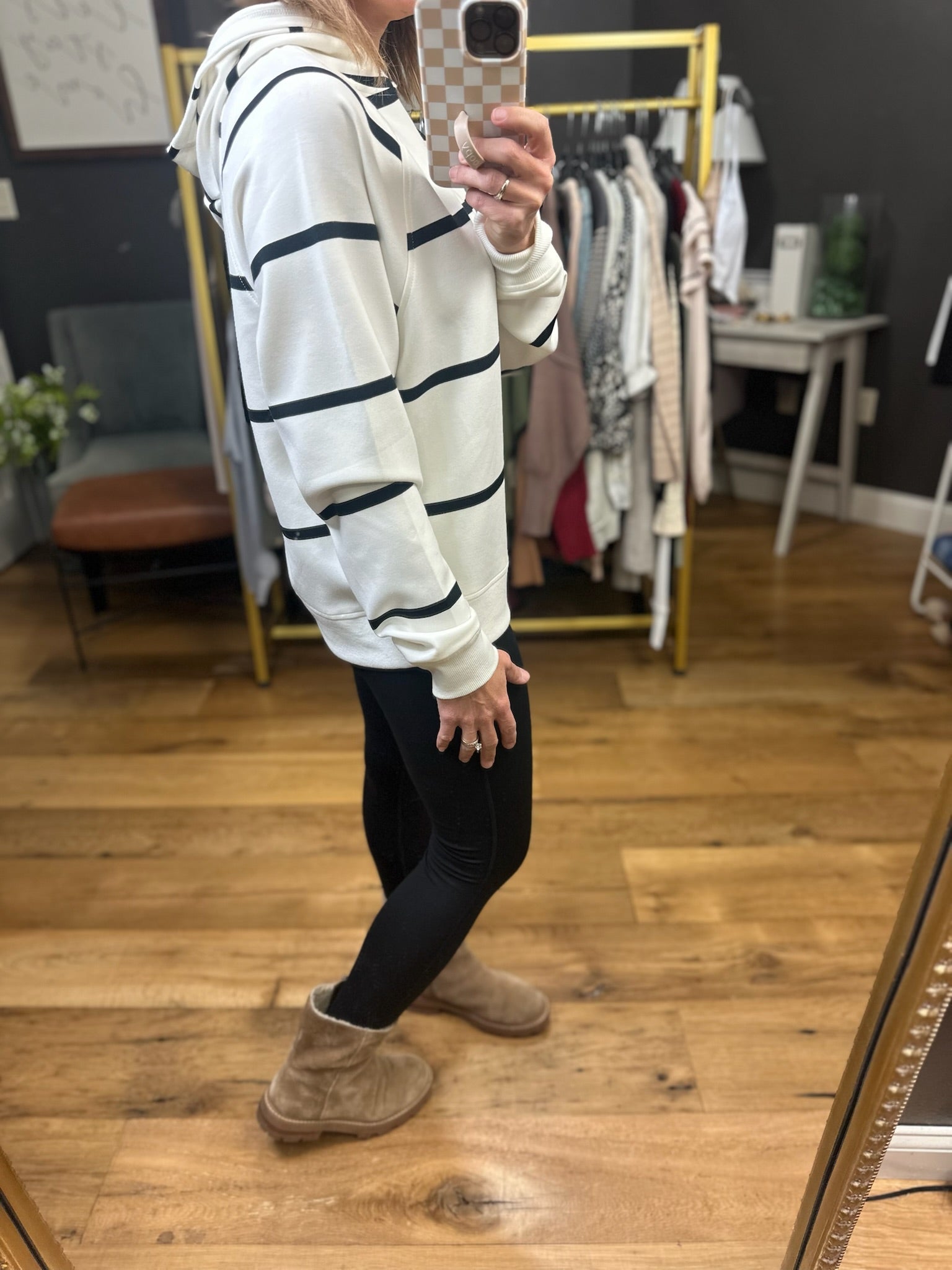 Meet You There Striped Hoodie - Ivory/Black-Thread & Supply-Anna Kaytes Boutique, Women's Fashion Boutique in Grinnell, Iowa