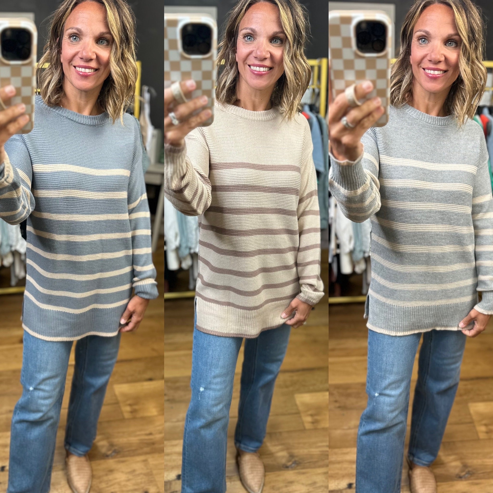 Trust In Me Striped Knit Sweater- Multiple Options-Be Cool-Anna Kaytes Boutique, Women's Fashion Boutique in Grinnell, Iowa