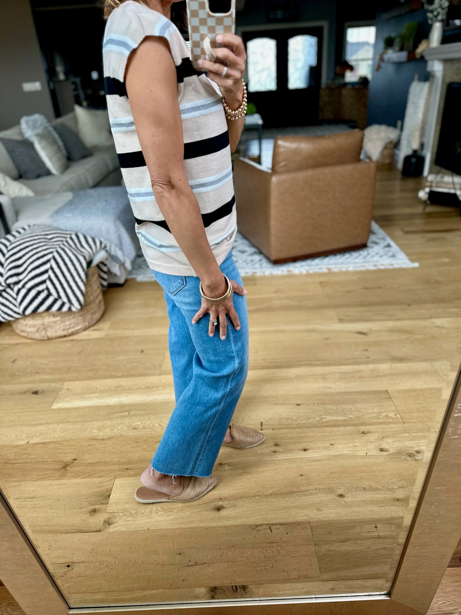 On And On Striped Top - Taupe-Staccato-Anna Kaytes Boutique, Women's Fashion Boutique in Grinnell, Iowa